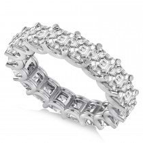 Asscher-Cut Diamond Eternity Wedding Band Ring 14k White Gold (7.20ct)