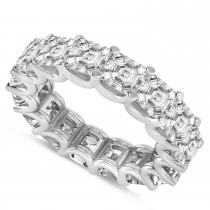 Asscher-Cut Diamond Eternity Wedding Band Ring 14k White Gold (9.00ct)