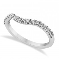 Diamond Curved Ring Wedding Band 14k White Gold (0.27ct)
