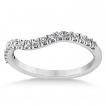 Diamond Curved Ring Wedding Band 14k White Gold (0.27ct)