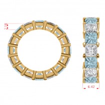 Princess Diamond & Aquamarine Wedding Band 14k Yellow Gold (10.08ct)