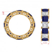 Princess Diamond & Blue Sapphire Wedding Band 14k Yellow Gold (10.08ct)