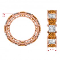 Princess Diamond & Citrine Wedding Band 14k Rose Gold (10.08ct)