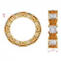 Princess Diamond & Citrine Wedding Band 14k Yellow Gold (10.08ct)