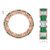 Princess Diamond & Emerald Wedding Band 14k Rose Gold (10.08ct)