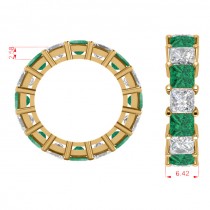 Princess Diamond & Emerald Wedding Band 14k Yellow Gold (10.08ct)