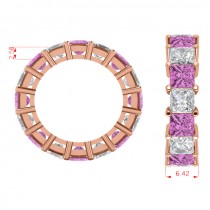 Princess Diamond & Pink Sapphire Wedding Band 14k Rose Gold (10.08ct)