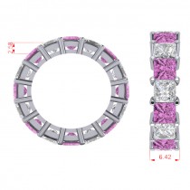 Princess Diamond & Pink Sapphire Wedding Band 14k White Gold (10.08ct)