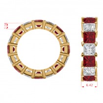 Princess Diamond & Ruby Wedding Band 14k Yellow Gold (10.08ct)