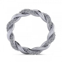Diamond Twisted Eternity Wedding Band in 14k White Gold (1.08ct)