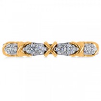 Diamond XOXO Ring Wedding Band 14k Two-Tone Yellow Gold (0.80ct)