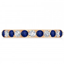 Diamond & Blue Sapphire Eternity Wedding Band 14k Rose Gold (1.50ct)