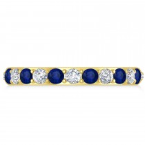 Diamond & Blue Sapphire Eternity Wedding Band 14k Yellow Gold (1.50ct)