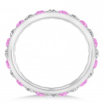 Diamond & Pink Sapphire Eternity Wedding Band 14k White Gold (1.50ct)