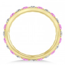 Diamond & Pink Sapphire Eternity Wedding Band 14k Yellow Gold (1.50ct)