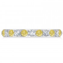 Yellow & White Diamond Eternity Wedding Band 14k White Gold (1.50ct)
