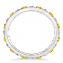 Diamond & Yellow Sapphire Eternity Wedding Band 14k White Gold (1.50ct)