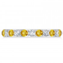Diamond & Yellow Sapphire Eternity Wedding Band 14k White Gold (1.50ct)