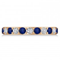 Diamond & Blue Sapphire Eternity Wedding Band 14k Rose Gold (1.61ct)