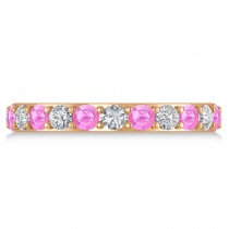 Diamond & Pink Sapphire Eternity Wedding Band 14k Rose Gold (1.61ct)