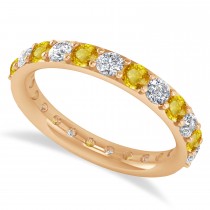 Diamond & Yellow Sapphire Eternity Wedding Band 14k Rose Gold (1.61ct)