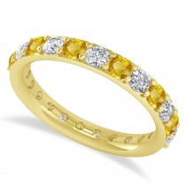 Diamond & Yellow Sapphire Eternity Wedding Band 14k Yellow Gold (1.61ct)