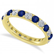 Diamond & Blue Sapphire Eternity Wedding Band 14k Yellow Gold (2.00ct)