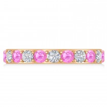 Diamond & Pink Sapphire Eternity Wedding Band 14k Rose Gold (2.00ct)