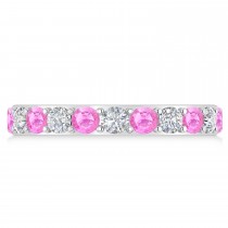 Diamond & Pink Sapphire Eternity Wedding Band 14k White Gold (2.00ct)