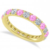 Diamond & Pink Sapphire Eternity Wedding Band 14k Yellow Gold (2.00ct)