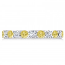 Yellow & White Diamond Eternity Wedding Band 14k White Gold (2.00ct)
