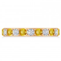 Diamond & Yellow Sapphire Eternity Wedding Band 14k Rose Gold (2.00ct)