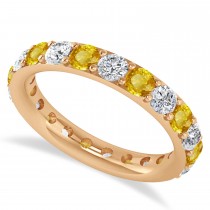 Diamond & Yellow Sapphire Eternity Wedding Band 14k Rose Gold (2.10ct)