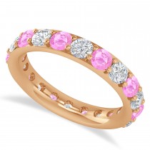 Diamond & Pink Sapphire Eternity Wedding Band 14k Rose Gold (2.50ct)