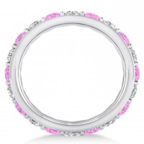 Diamond & Pink Sapphire Eternity Wedding Band 14k White Gold (2.50ct)