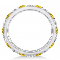 Diamond & Yellow Sapphire Eternity Wedding Band 14k White Gold (2.50ct)