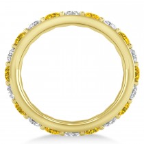 Diamond & Yellow Sapphire Eternity Wedding Band 14k Yellow Gold (2.50ct)