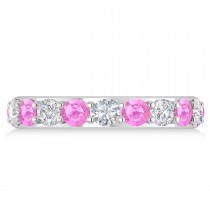 Diamond & Pink Sapphire Eternity Wedding Band 14k White Gold (2.85ct)
