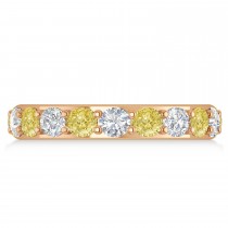 Yellow & White Diamond Eternity Wedding Band 14k Rose Gold (2.85ct)