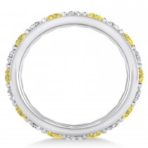 Yellow & White Diamond Eternity Wedding Band 14k White Gold (2.85ct)