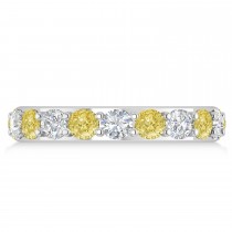Yellow & White Diamond Eternity Wedding Band 14k White Gold (2.85ct)