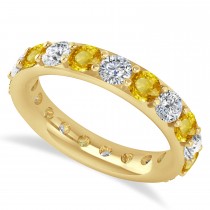 Diamond & Yellow Sapphire Eternity Wedding Band 14k Yellow Gold (2.85ct)