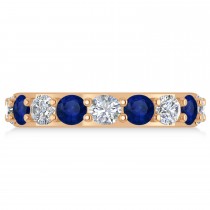 Diamond & Blue Sapphire Eternity Wedding Band 14k Rose Gold (4.20ct)