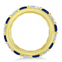 Diamond & Blue Sapphire Eternity Wedding Band 14k Yellow Gold (4.20ct)