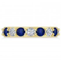Diamond & Blue Sapphire Eternity Wedding Band 14k Yellow Gold (4.20ct)