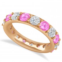 Diamond & Pink Sapphire Eternity Wedding Band 14k Rose Gold (4.20ct)