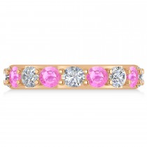 Diamond & Pink Sapphire Eternity Wedding Band 14k Rose Gold (4.20ct)