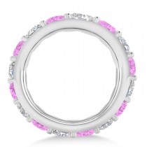 Diamond & Pink Sapphire Eternity Wedding Band 14k White Gold (4.20ct)