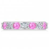 Diamond & Pink Sapphire Eternity Wedding Band 14k White Gold (4.20ct)