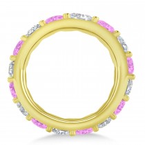 Diamond & Pink Sapphire Eternity Wedding Band 14k Yellow Gold (4.20ct)